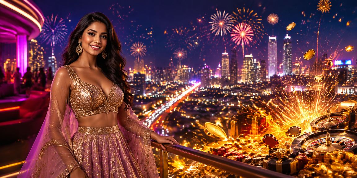 User playing Teen Patti on mobile as Bollywood poster glows in background