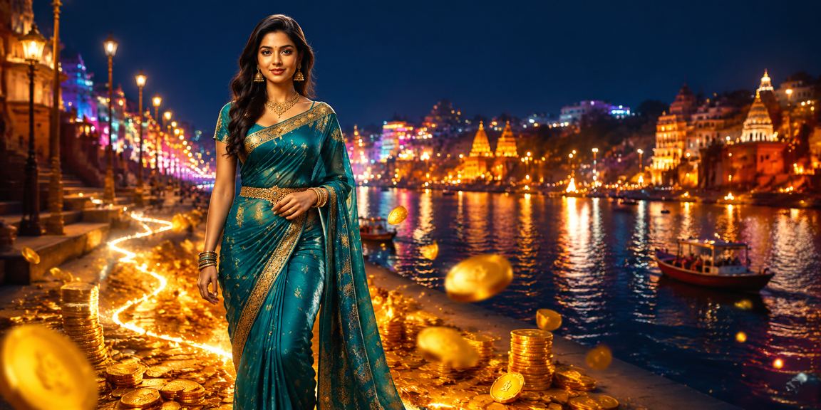 Traditional Indian scene with festive cricket betting bonus